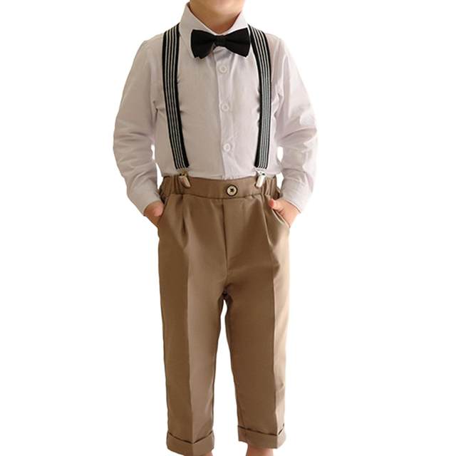 Boys Gentleman Outfit Formal Suit Long Sleeve Shirt Boy Clothes Boys Formal Outfit for Party, Dinner, Birthday, Wedding