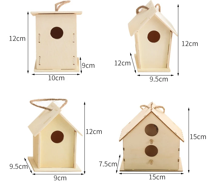DIY Bird Wood House Outdoor Handmade Accessory Pet Supplies Hanging Birdhouse Hideouts For Outside Balcony bird house
