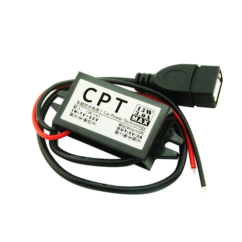 

DC 7-22V To 5V 3A USB Female Step Down Converter Waterproof Converter For Car With Overload Over Low Voltage Protection