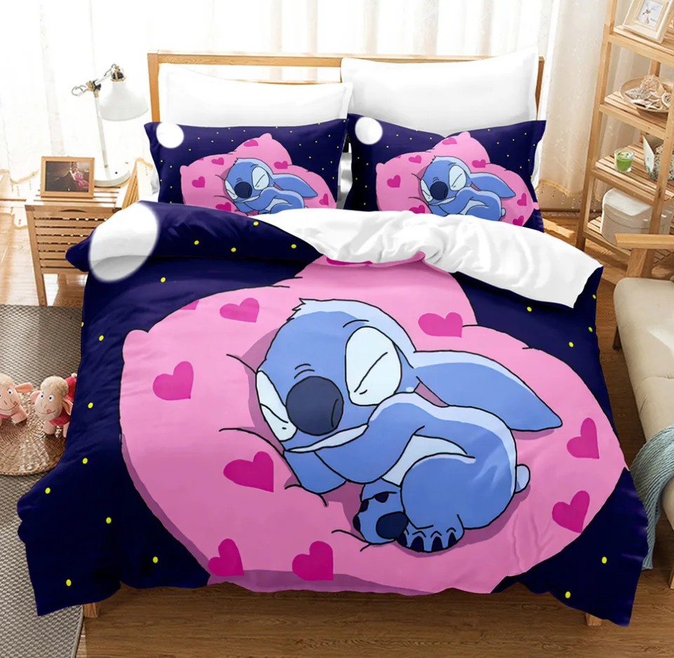 Disney Stitch Bedding Set Duvet Cover Pillowcase Kids Bed