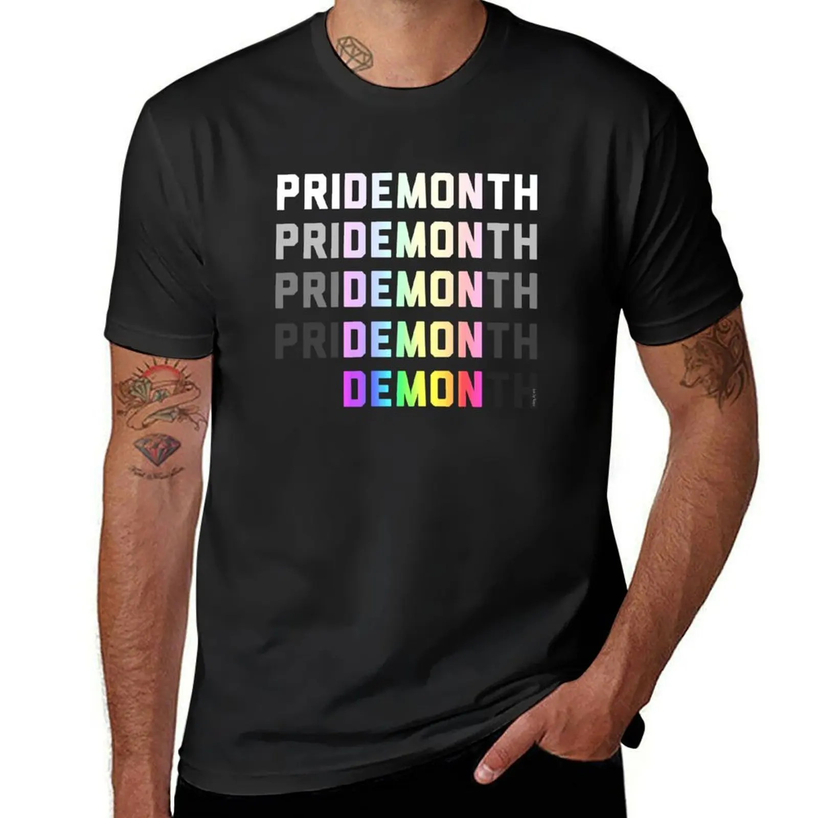 

PriDEMONth rainbow T-Shirt Aesthetic clothing cute tops T-shirts for men cotton