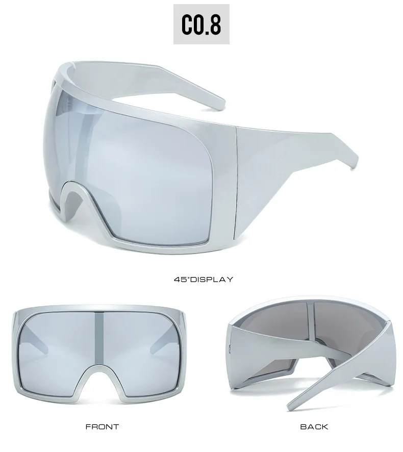 Übergroße Punk-Sonnenbrille für Damen, Luxusmarke, Designer-Sport-Sonnenbrille für Herren, modische einteilige Sonnenbrille, Outdoor-Sportbrille – Detail 18
