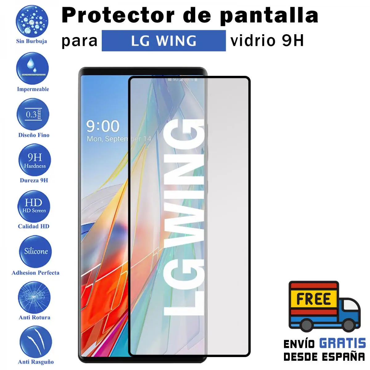 Proteggi Schermo In Vetro Temperato Lg Wing Nero 9H Per Movil - Todotumovil