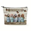 Sloth Butterfly Linen Fabric Cosmetic Bag Landscape Print Stylish Makeup Travel Organizer Gift Lightweight Coin Purse for Women 1