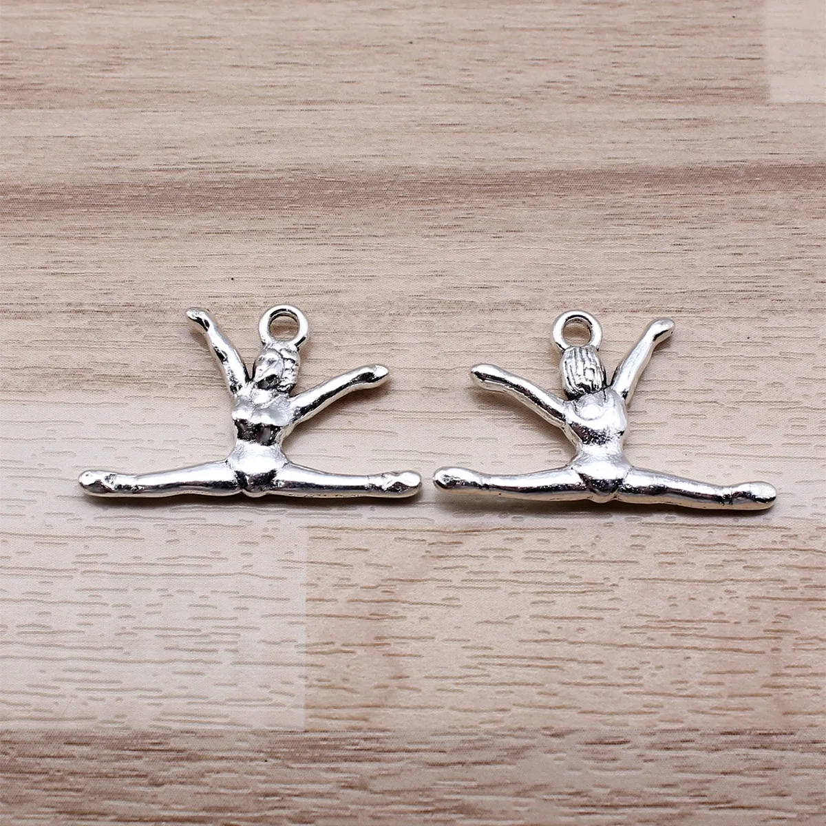 IFOCUS DIY 쥬얼리 제작용 체조 선수 참, 아연 합금, 22x6mm, 0.87x0.63inch, 로트당 10 개