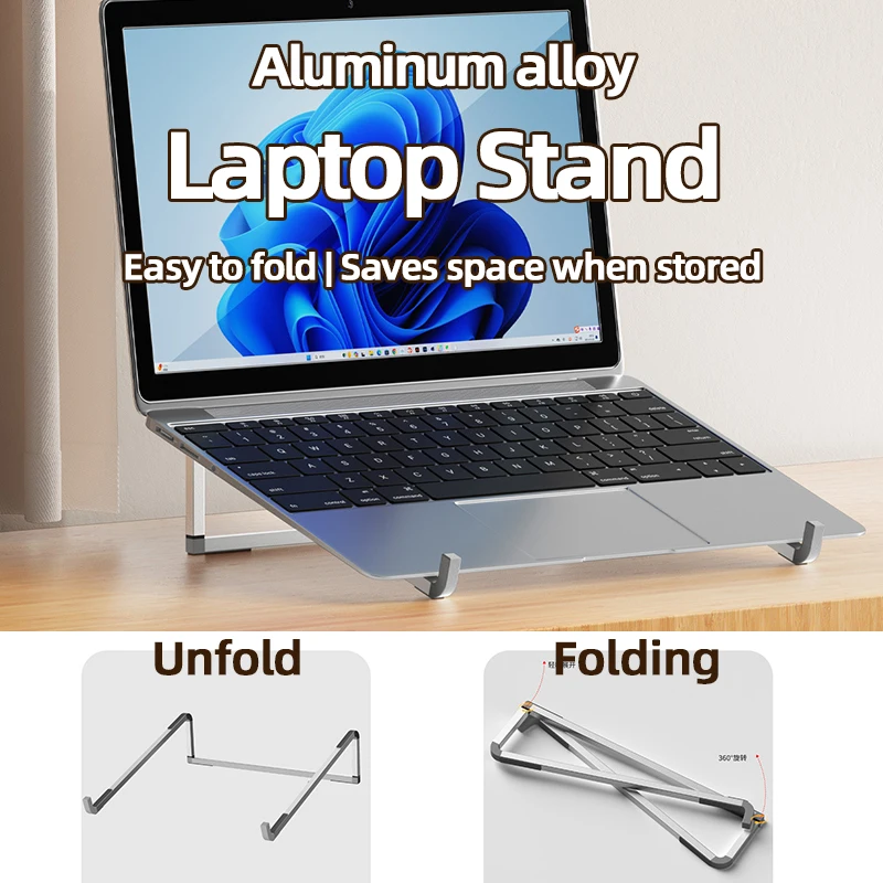 Portable Aluminum Laptop Stand with Heat Dissipation and Adjustable Height