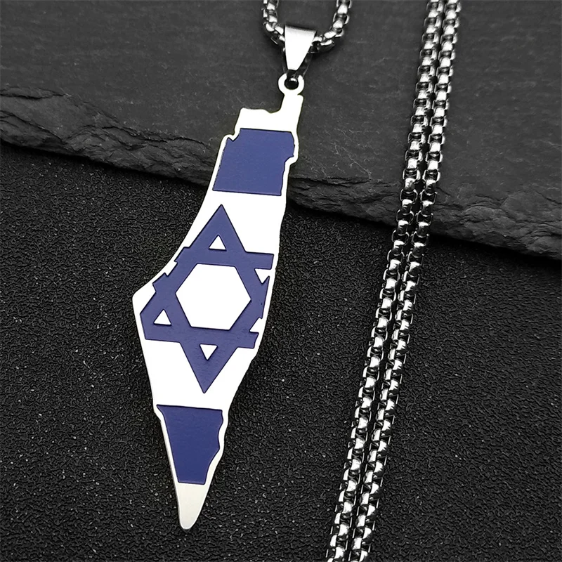 collier israël, étoile de david, bijou juif, carte israël, acier inoxydable, pendentif femme,