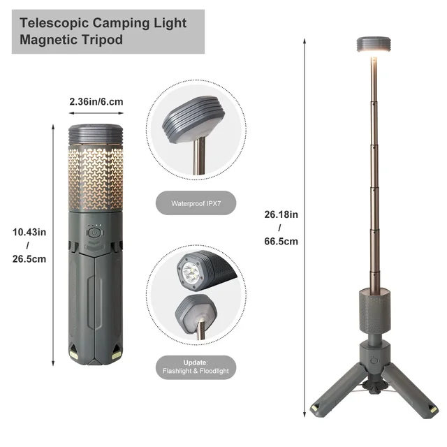 2024 new Camping light Telescopic and Collapsible Camping Lanterns with 2 Light Sources Mobile Lighting 10500mAh Flash Light 2