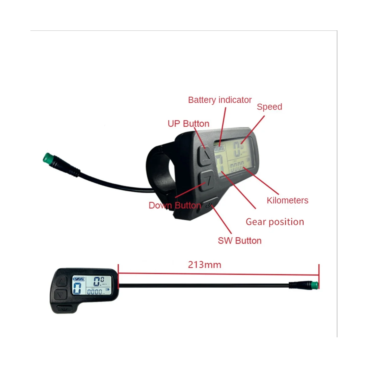 Electric Bicycle Display KT-LCD11 5Pin Display with Waterproof Plug Drive Motor Conversion Ebike Accessories