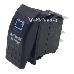 Waterproof Dual Blue LED Rocker Switch for Vehicle and Marine Use (AUXILIARY BATTERY)