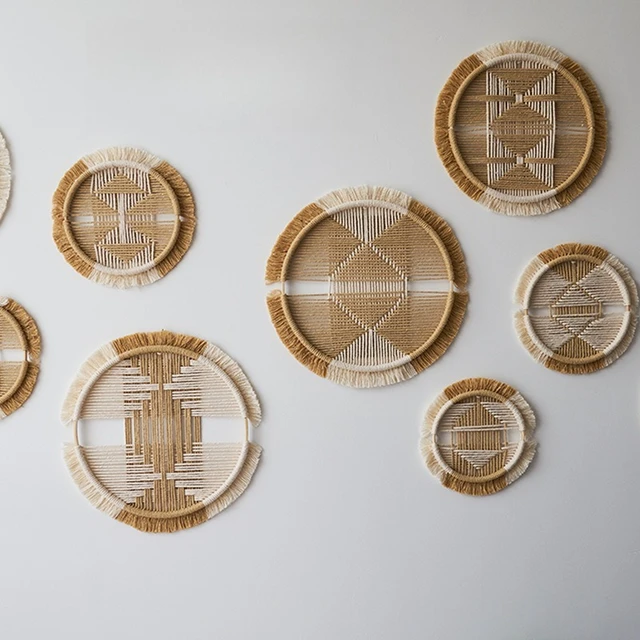 Handmade Round Macrame Wall Art - Brown & White Boho Decor