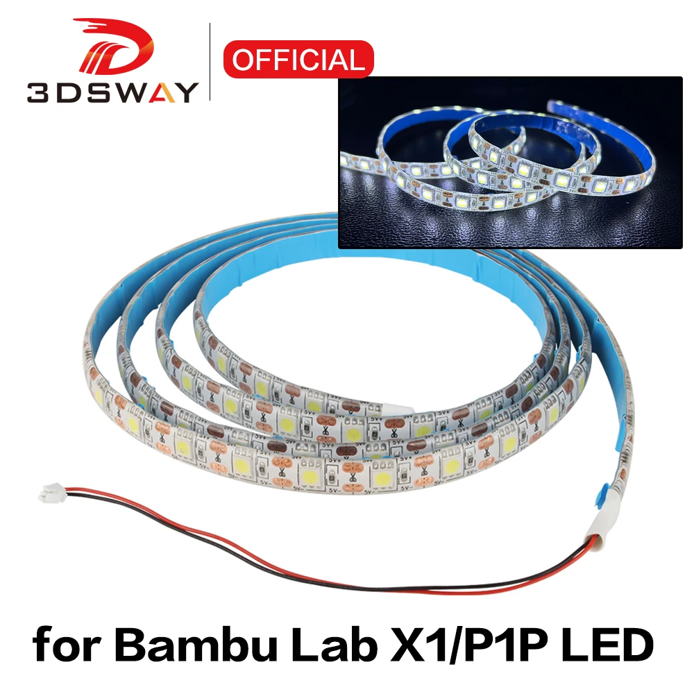 for Bambu Lab LED Light Strip P1p P1s X1 X1C Lighting Lamp 5V Super Bright Bar Kit 1.2/1.5M For Bambulab 3D Printer accessories