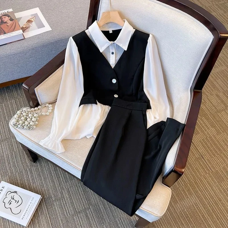 2024 Early Autumn Fashion Suit Women's European Goods Temperament Show Thin Shirt Straight Pants Casual Women's Two-Piece Set