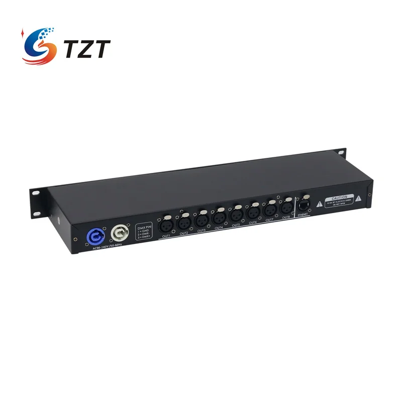 TZT CR061S 8CH ArtNet DMX 인터페이스 ArtNet-DMX512 변환기(19인치 1U 랙 포함) 무대 조명 제어용
