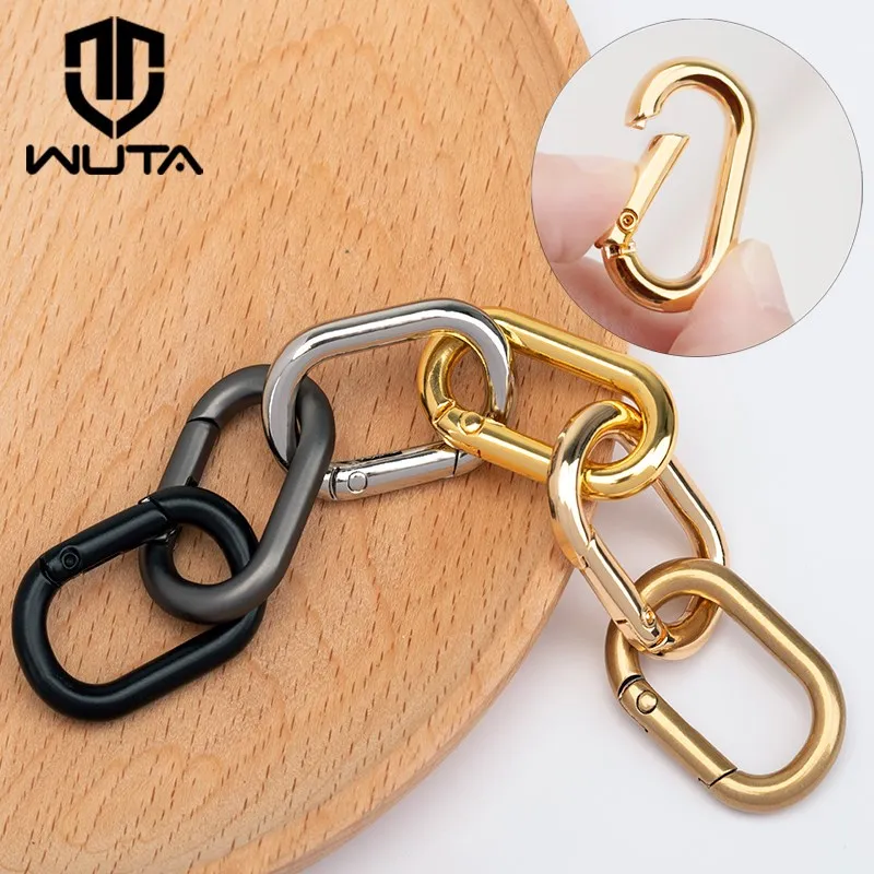 WUTA Metal Oval Ring Spring Clasps Hook Buckles Openable Carabiner Keychain 2Pcs Leather Bag Handbag Strap Belt Hooks Dog Chain 2pcs metal spring o ring buckles clips round push trigger snap hooks carabiner purses handbags buckles carabiner bag accessories