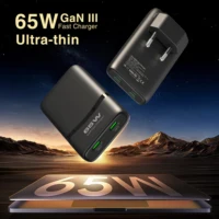 65W GaN 2-port Flat USB-C Wall Charger With USB C Fast Charging Ultra-thin Foldable Plug Suitable For iPhone Xiaomi Samsung - Image 4