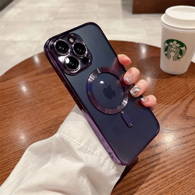 Luxury Plating Clear Magnetic For Magsafe Wireless Charge Case For iPhone 11 12 13 14 Pro Max Plus X XR XS Soft Silicone Cover