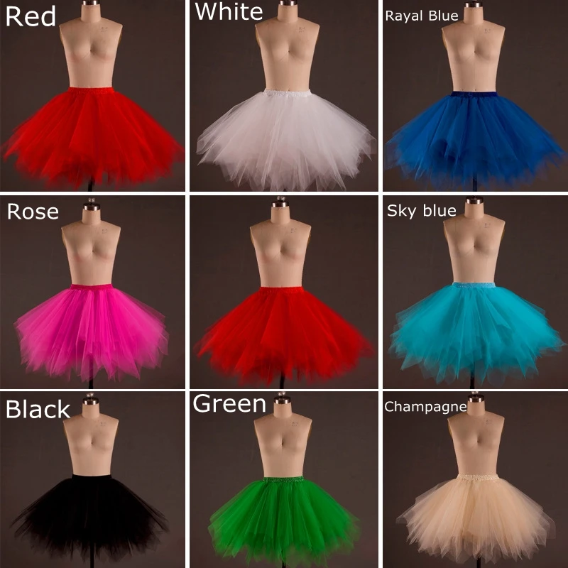 

Short Petticoat Tulle Skirts Womens Elastic Stretchy Layers Summer Adult Tutu Skirt Underskirt Rockabilly EE908