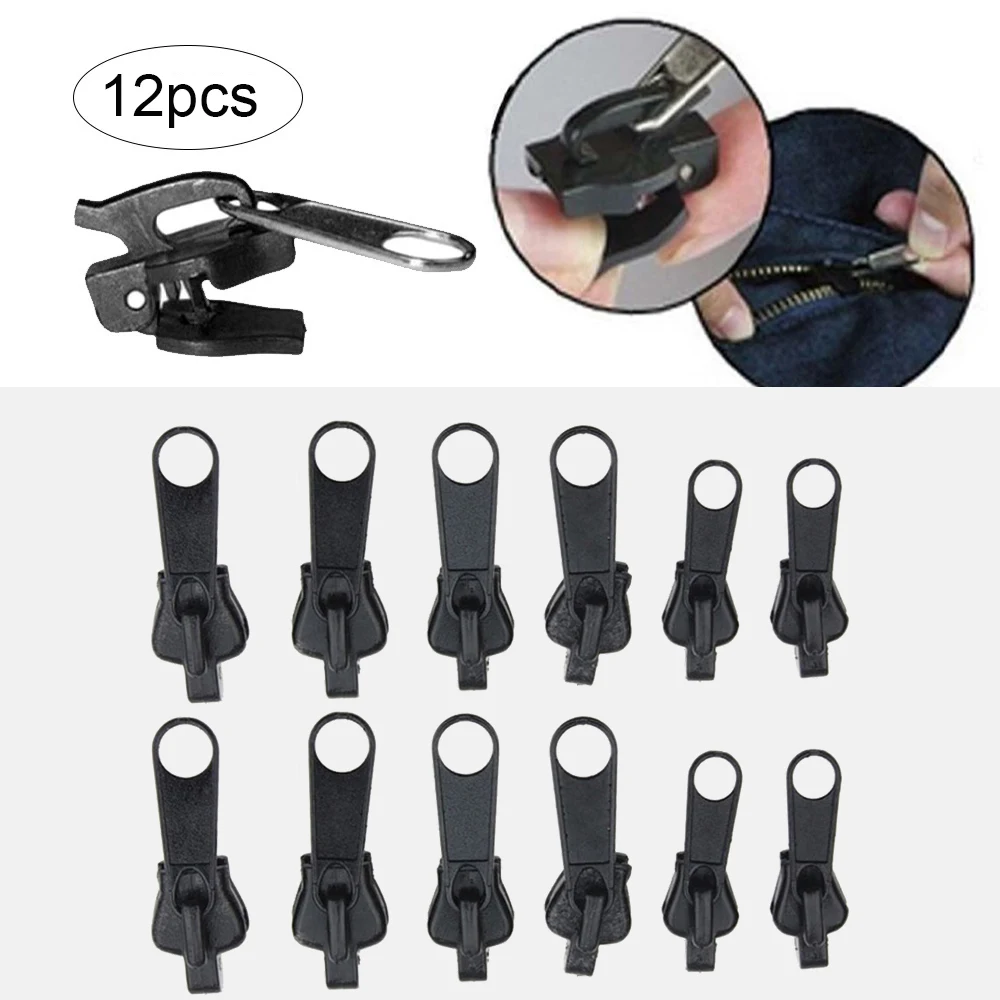 Zipper Repair Kit 6PCS/Set Instant Zipper Slider Universal Replacement Material Sewing For Clothes Handbags