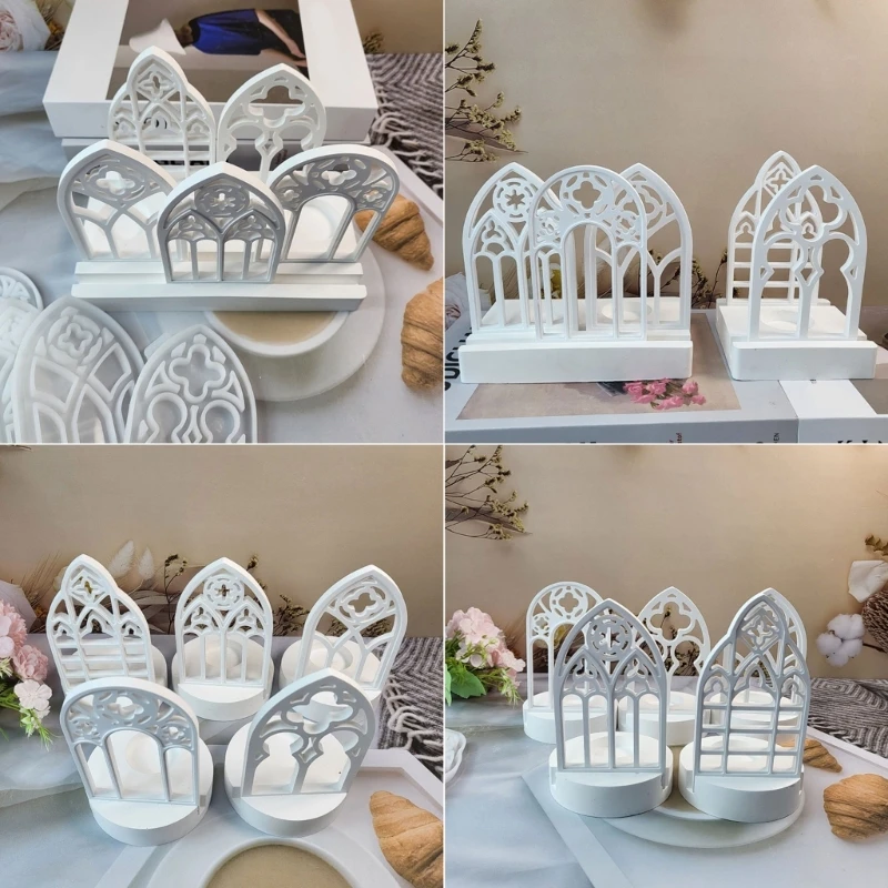 

5pcs Gothic House Holder Molds Candlesticks Silicone Molds Resins Molds