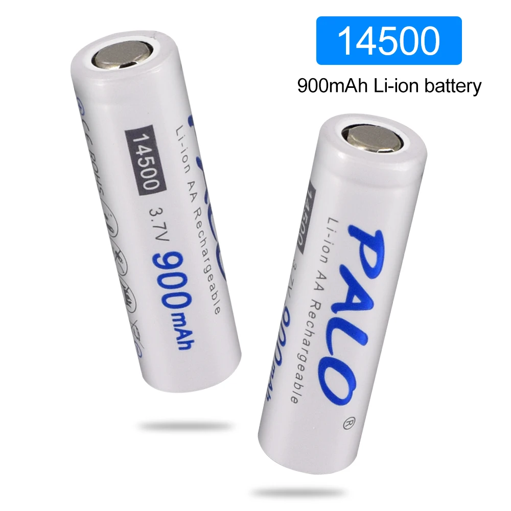 PALO 100% Original AA 14500 900mAh Li ion Battery 3.7V Rechargeable Lithium Ion Batteries Cells for Flashlight Toy Calculator