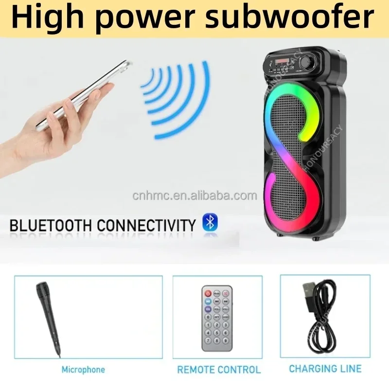 1200W wireless Bluetooth speaker LED color light outdoor portable player stereo surround sound system audience Altavoz Bluetooth