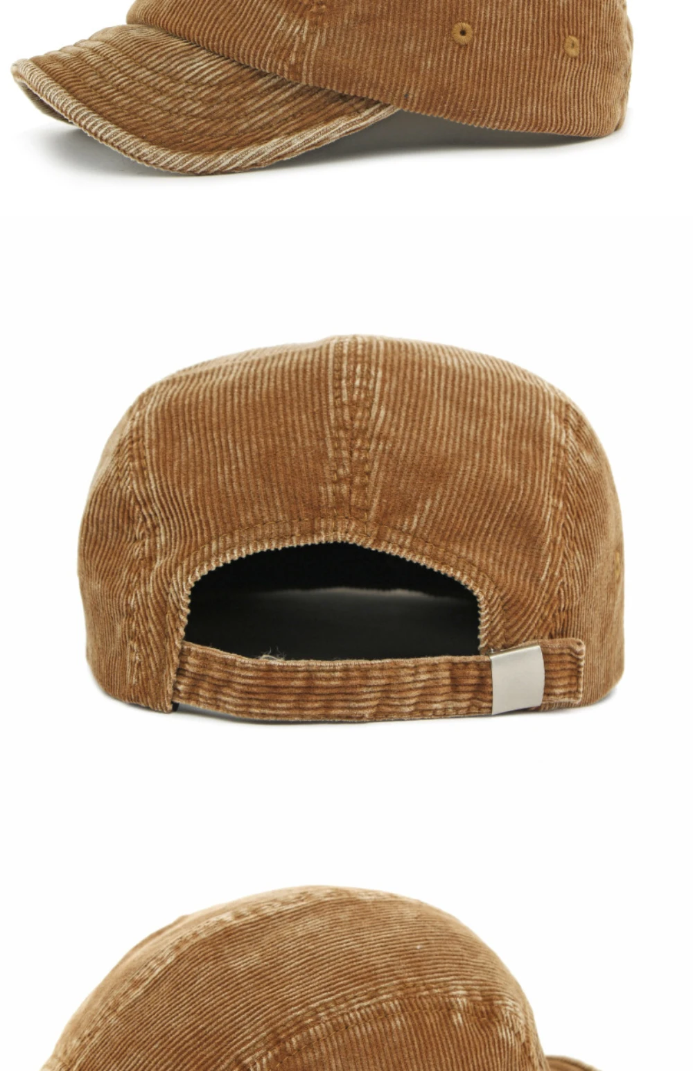 HT4940 Baseballkappe, einfarbig, Cordkappen für Männer und Frauen, weiche Oberseite, kurze Krempe, Baseballmütze, männlich und weiblich, verstellbare Snapback-Kappe – Detail 8