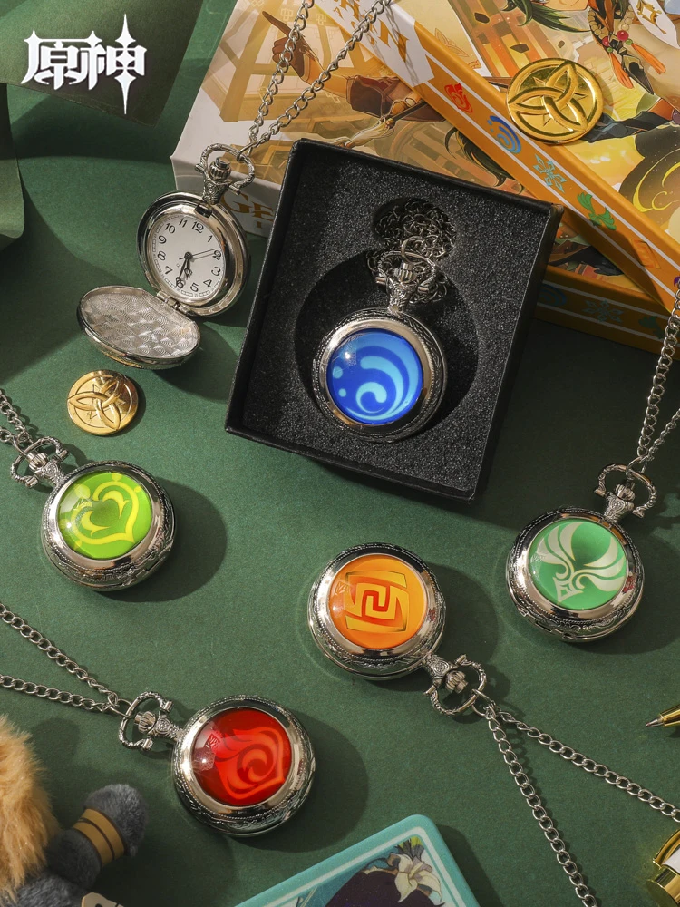 Genshin Impact Pocket Watch Fashion Wind Element For Men And Women Pendant Necklace Watches Gifts