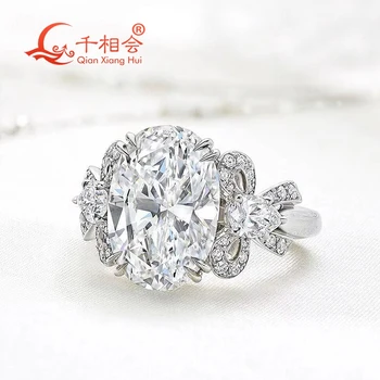 8ct 10*14mm / 4.5ct 8*12mm oval  bowknot  S925 Sterling Silver D VVS  Moissanite Diamond Ring Jewelry gift dating wedding
