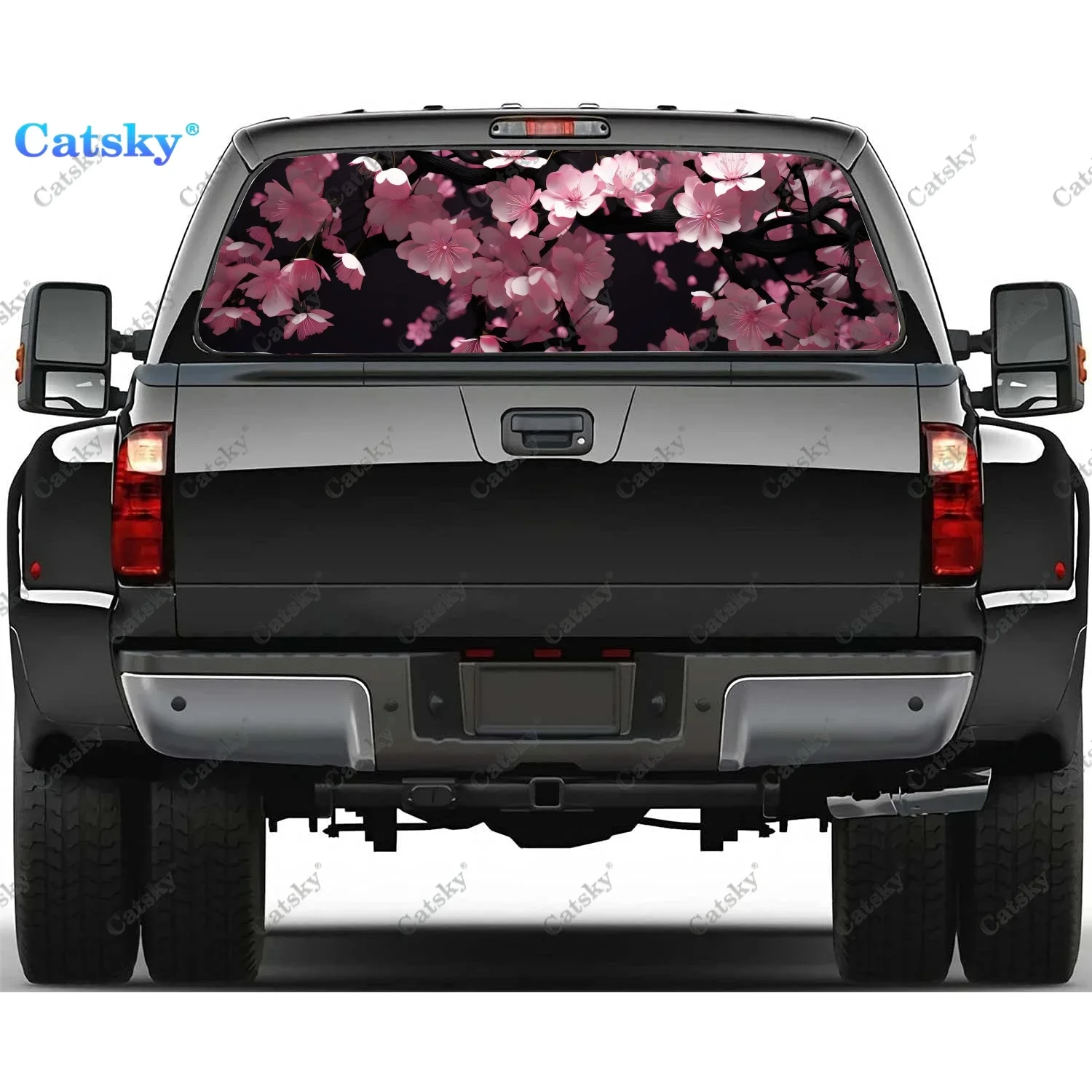 

Dreamy Cherry Blossom Rear Window Decal Fit Pickup,Truck,Car Universal See Through Perforated Back Windows Vinyl Sticker