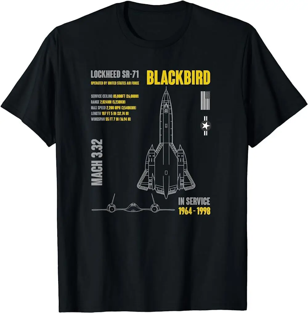 New Limited Military Aircraft Lockheed Sr-71 Blackbird Usaf T-Shirt