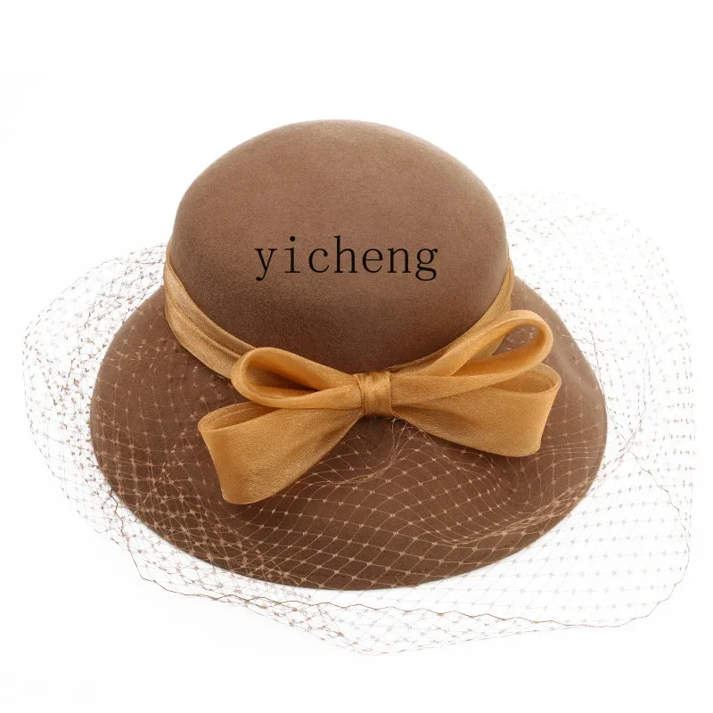 

YY Autumn and Winter Woolen Bucket Hat Women's Fashion Vintage Top Hat French Butterfly Hat
