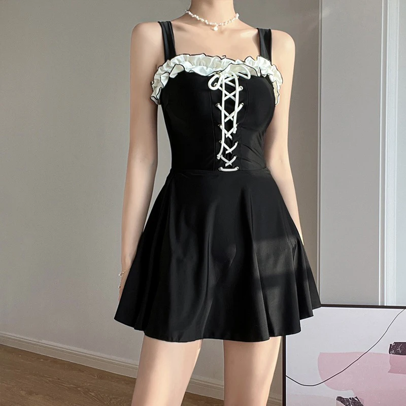 

Женские комплекты купальников, винтажные элегантные купальники, платье, новые корейские монокини для девушек, летний костюм для отпуска из двух предметов, привлекательный милый купальный костюм