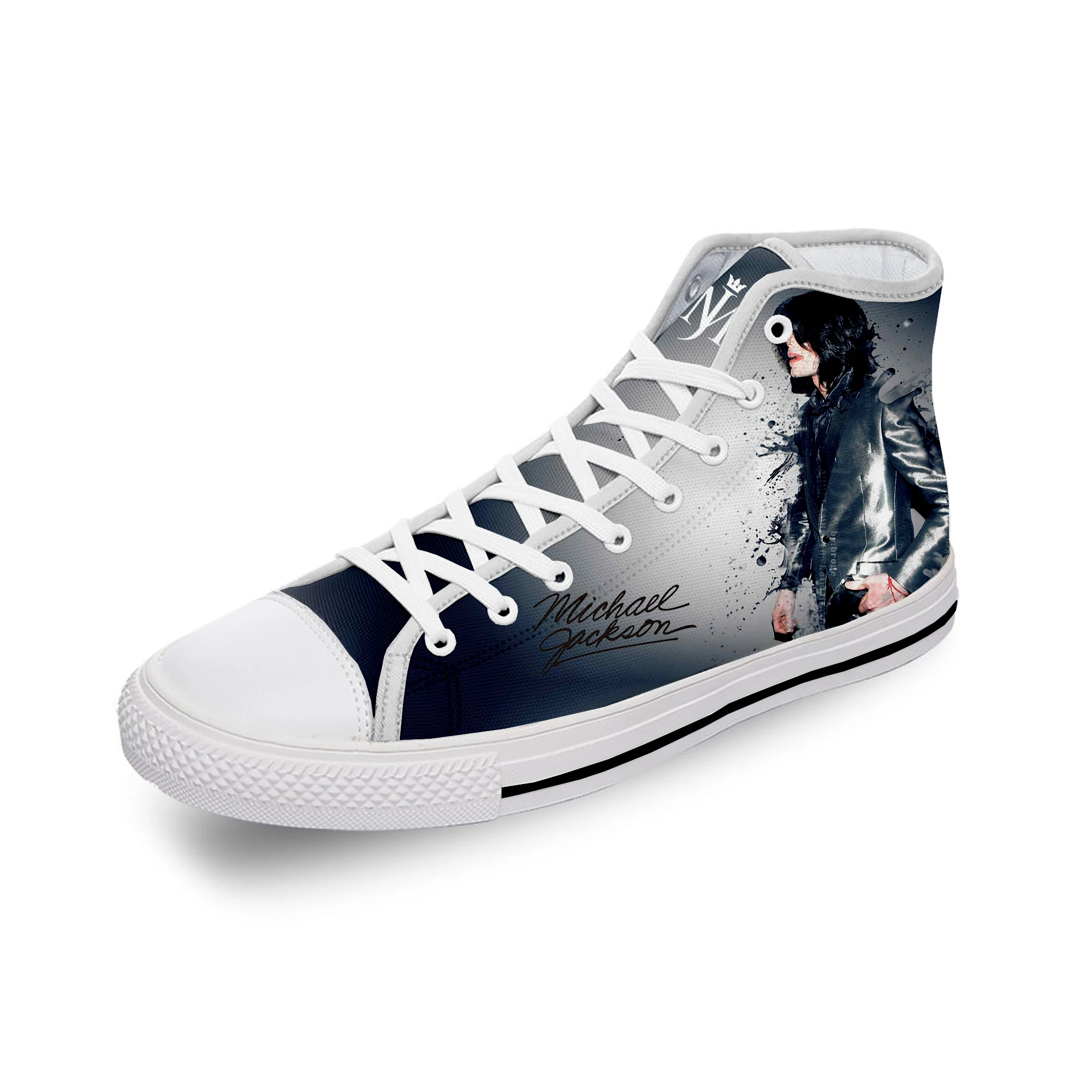 Michael Jackson Cool Funny White Cloth 3D Print High Top Canvas Fashion Funny Shoes Men Women Lightweight Breathable Sneakers