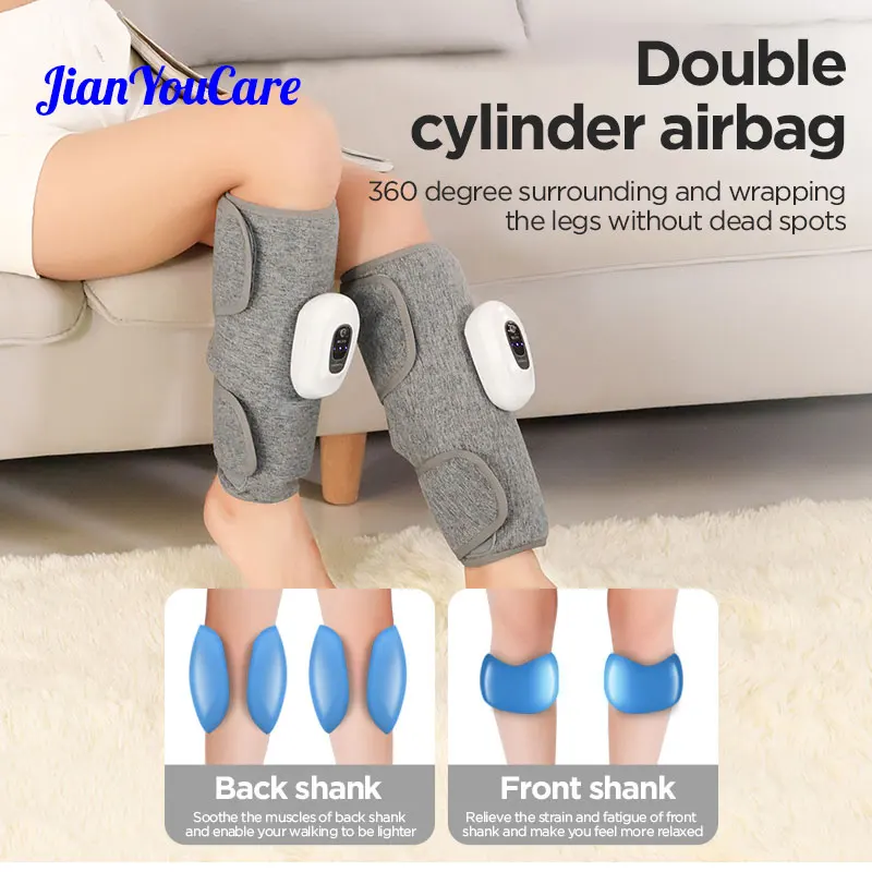 JianYouCare Portable Air Compression Leg Calf Massager Household Hot Compress Muscle Relaxation Promote Blood Circulation Relief 360 wrapped calf therapy electric heating wireless leg massager smart compression fatigue relief muscle relaxation device