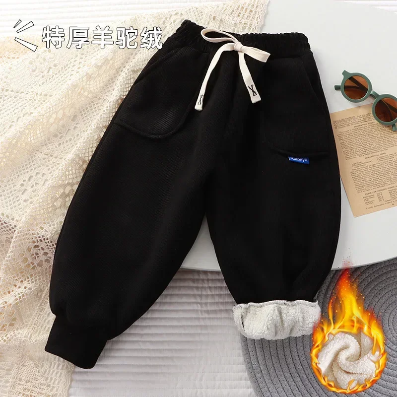 Children Plush Pants Autumn Winter Trousers Thickened Warm Casual