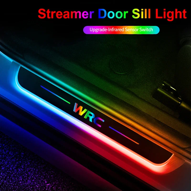 

For Subaru WRC Logo Acrylic LED Car Welcome Pedal Plate Light Auto Front Rear Door Sill Pathway Light Exterior Accessories