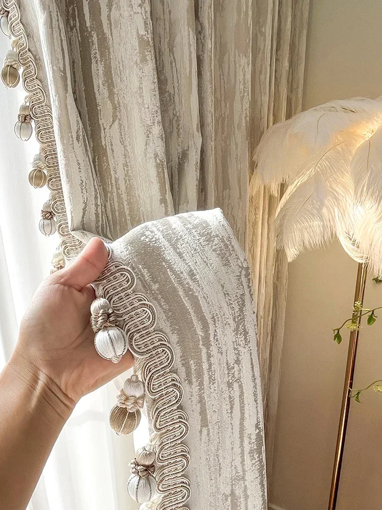 

Artistic Gold Coffee Curtain Minimalist Luxury Living Room Blackout Curtain Chenille Jacquard Bedroom Thickened Blackout Curtain