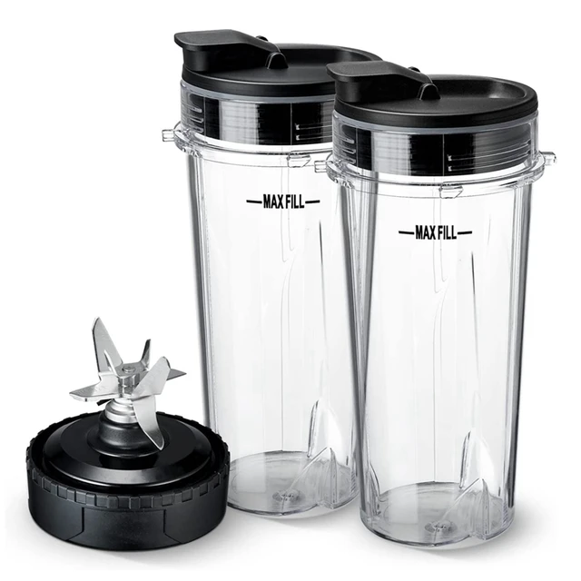  Piezas de repuesto para Nutri Ninja, Blender 6 aletas y juego  de 2 tazas de 16 onzas para licuadora BL770 BL780 BL660 (3.35 pulgadas) :  Hogar y Cocina