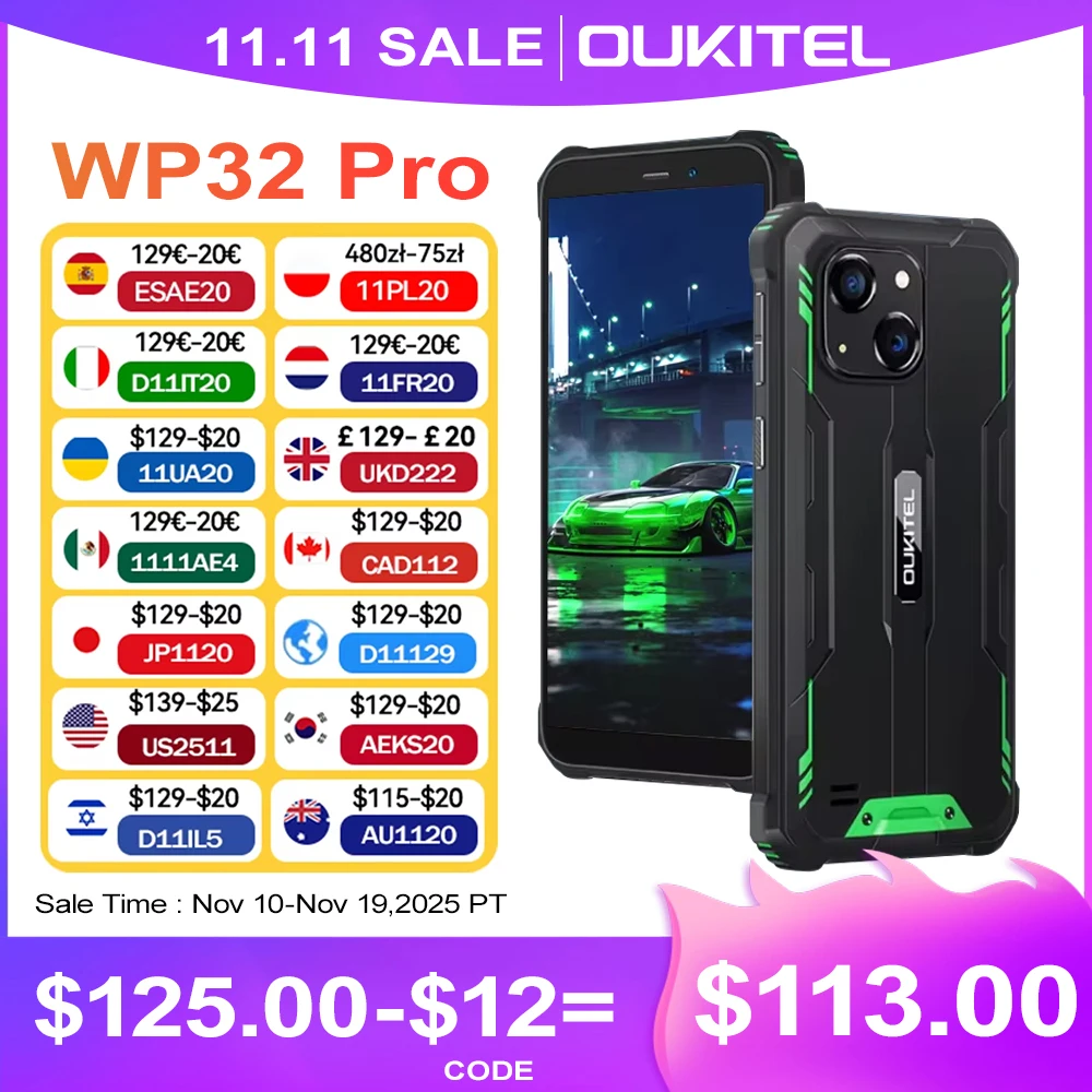 Oukitel WP32 プロ頑丈なスマートフォン 24 ギガバイト + 256