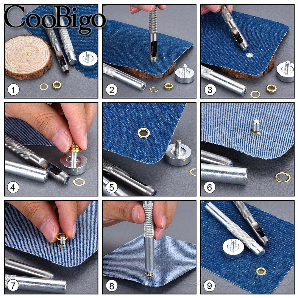 Eyelets Grommets Metal Rings Leather Craft Repair Camping Tent Awnings Auto Canvas Cover Sheet Outdoor Boots Black Nicke CooBigo
