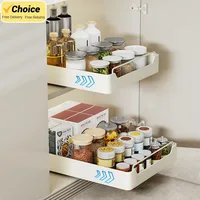 New Kitchen Storage Rack with Slide Rails Pull-out Kitchen Drawer Type Storage Tray Spice Box Storage Rack Cabinets Organizer 1