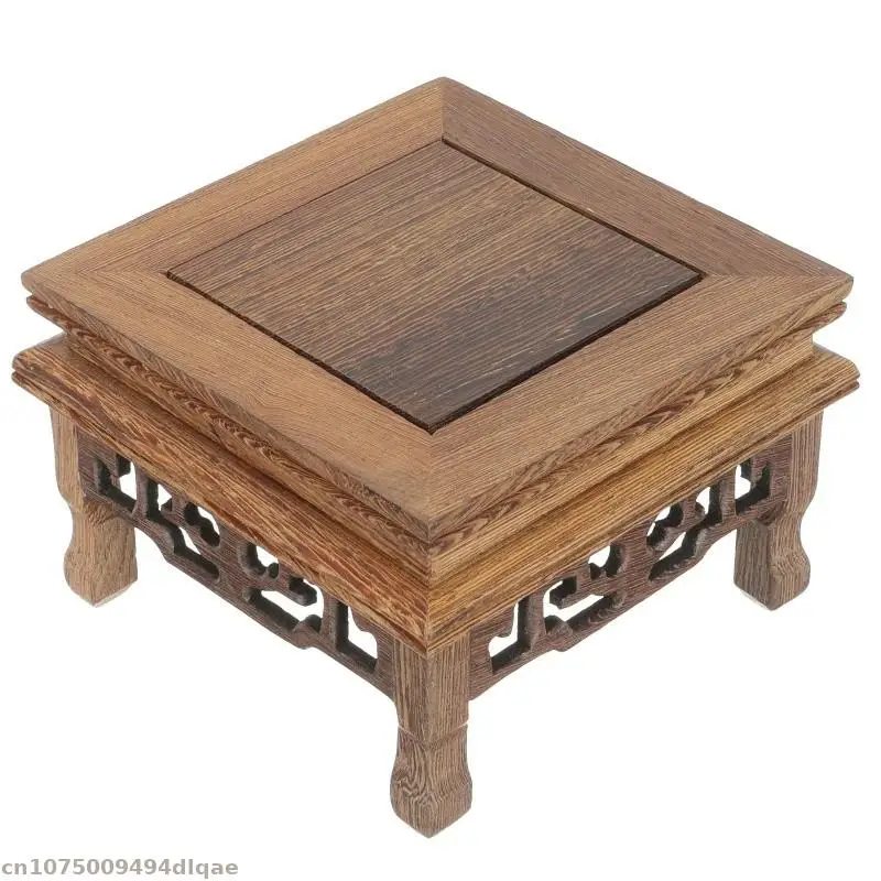 Vintage Wooden Square Display Pedestal Vase Incense Burner Display Pedestal Plant Base Teapot Tea Set Decoration