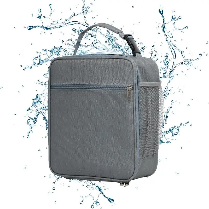 

Cooler Lunch Bag Reusable Lunch Box For Picnic Insulated Big Lunch Bag With Handle And Side Mesh Pocket Keep Summer Drink Cool