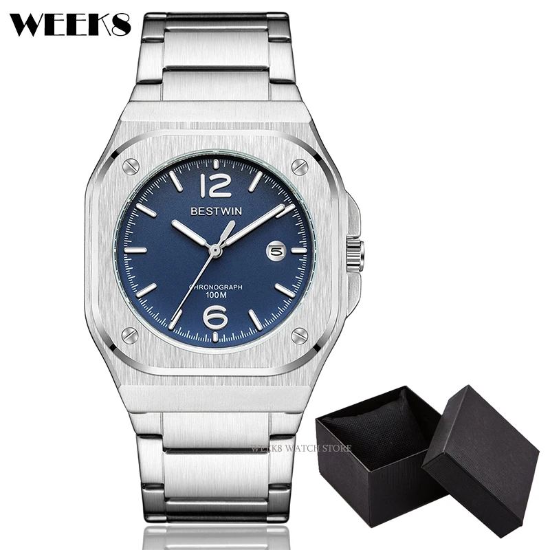 Luxury Men Watch Large Big Dial Square Quartz Wristwatch Sliver Gold Black Blue Reloj Classic Watches Business Man Brand Clock