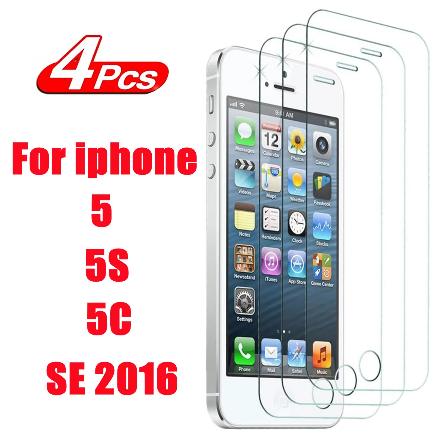 

9H Tempered Glass Film For iPhone 5 5S 5C SE 2016 2/4Pcs HD Screen Protector Glass