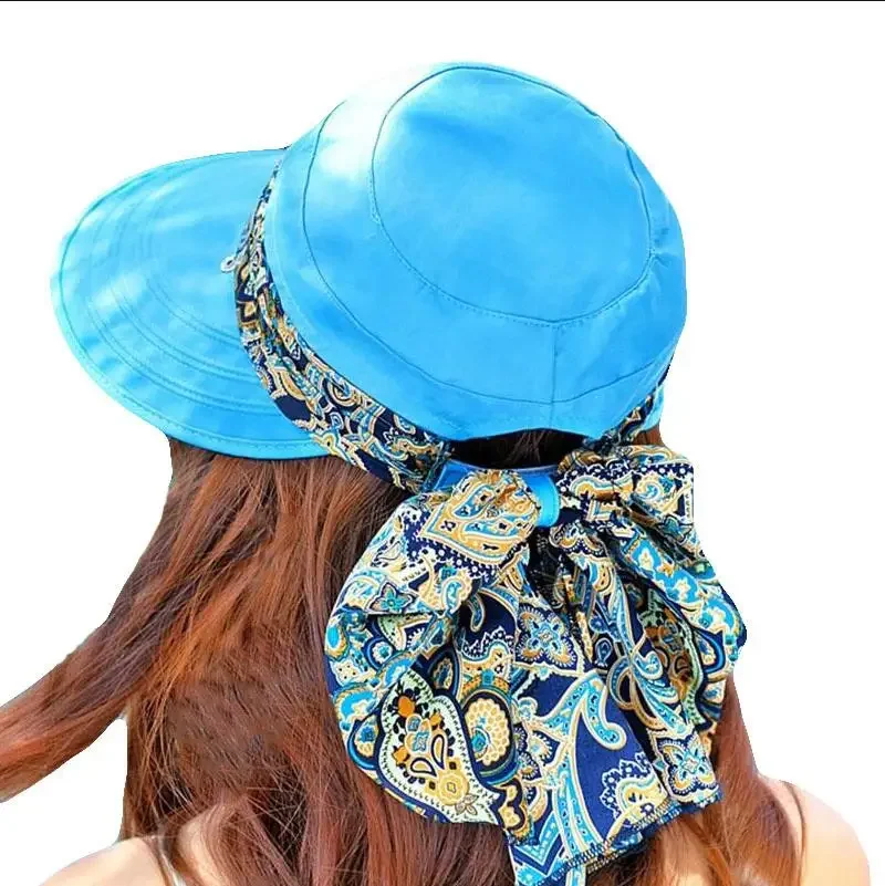 Women's Wide Brim Sun Hat - UV Protection Summer Beach Hat, Foldable Visor Cap for Cycling, Fashion Wide-Brimmed Design