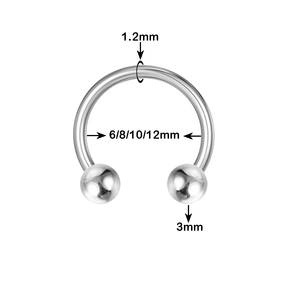 1/5/Pack Stainless Steel Septum Piercing Nose Ring Cartilage Horseshoe Earrings For Women Men Body Jewelry Punk Accessories 6