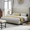 Queen Platform Bed Frame 51.2" High Headboard Tall Upholstered Beds/No Box Spring Required, Queen Bed Frame 1