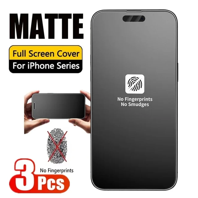 3PCS Anti Fingerprint Matte Screen Protector For iPhone 17 Pro Max 15 14 16 11 12 13 Mini XR X Xs 7 8 Plus 17 Air Tempered Glass 1